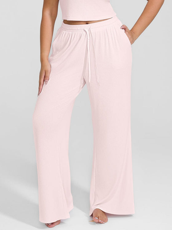 Wholesale Rayon Ribbed Wide Leg Lounge Pants