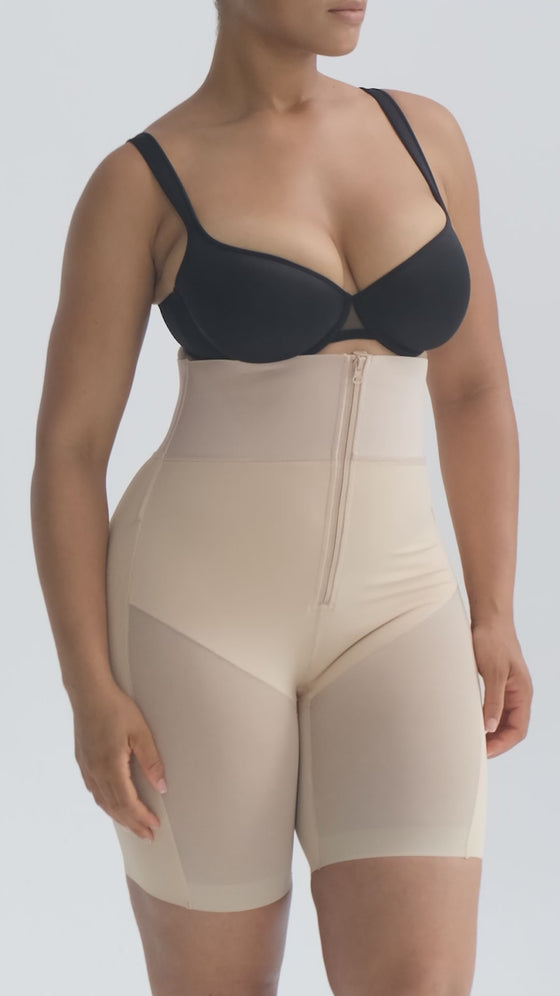 Wholesale Tummy Control Shapewear with Removable Butt Pads Built-in Hooks and Zipper Steel Bones