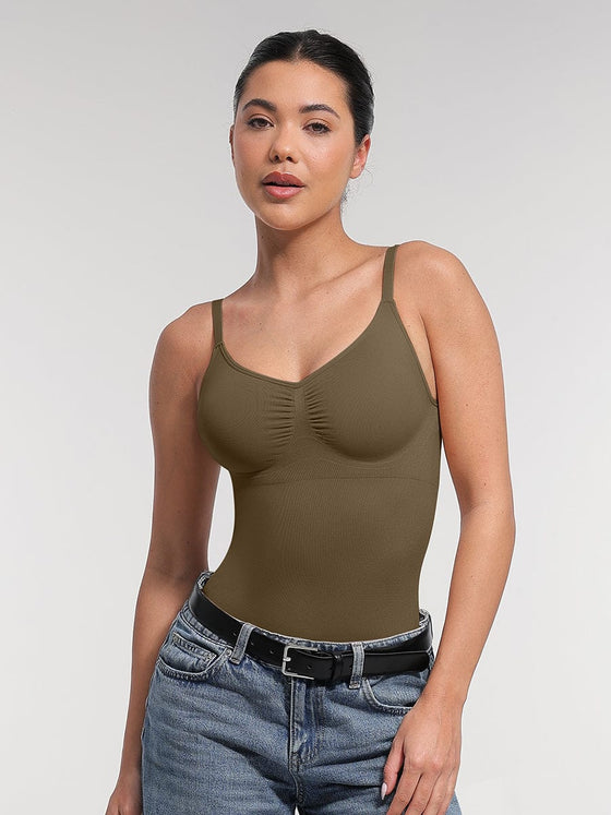Wholesale Seamless Bra Free Cami Tummy Control Thong Bodysuit with Removable Pads