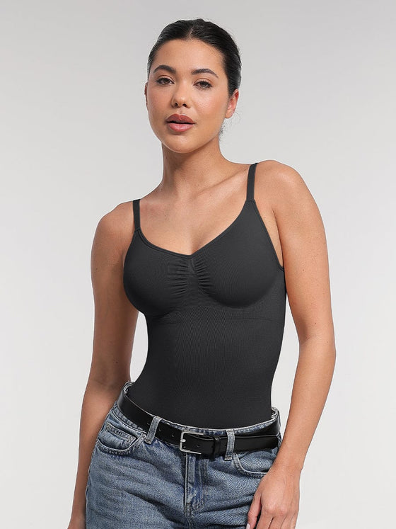Wholesale Seamless Bra Free Cami Tummy Control Thong Bodysuit with Removable Pads