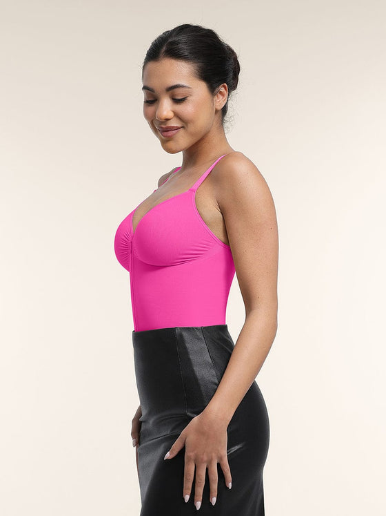 Wholesale Seamless Plunge Chest Support Bodysuit with Clips Inside