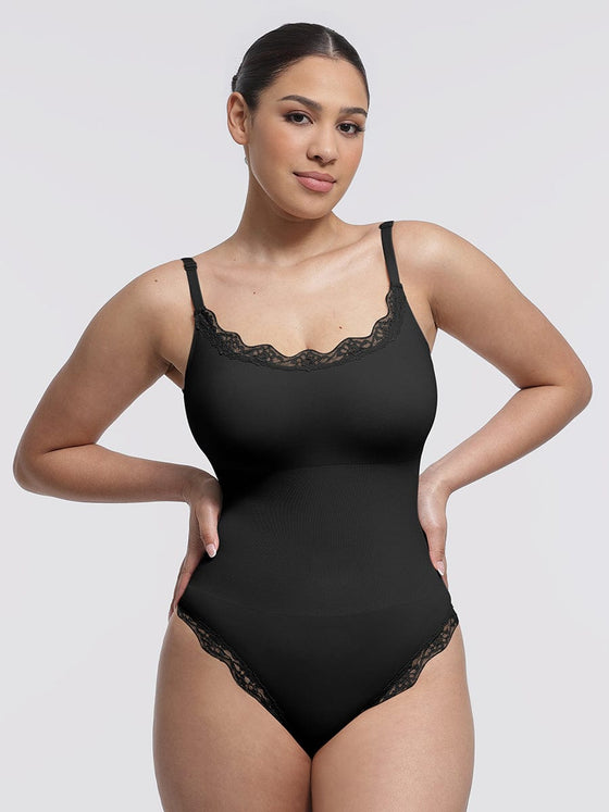Wholesale Seamless lace Cami Waist Abdomen Shaping Thong Bodysuit