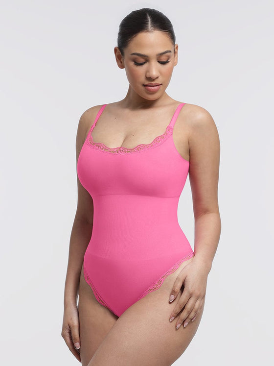 Wholesale Seamless lace Cami Waist Abdomen Shaping Thong Bodysuit
