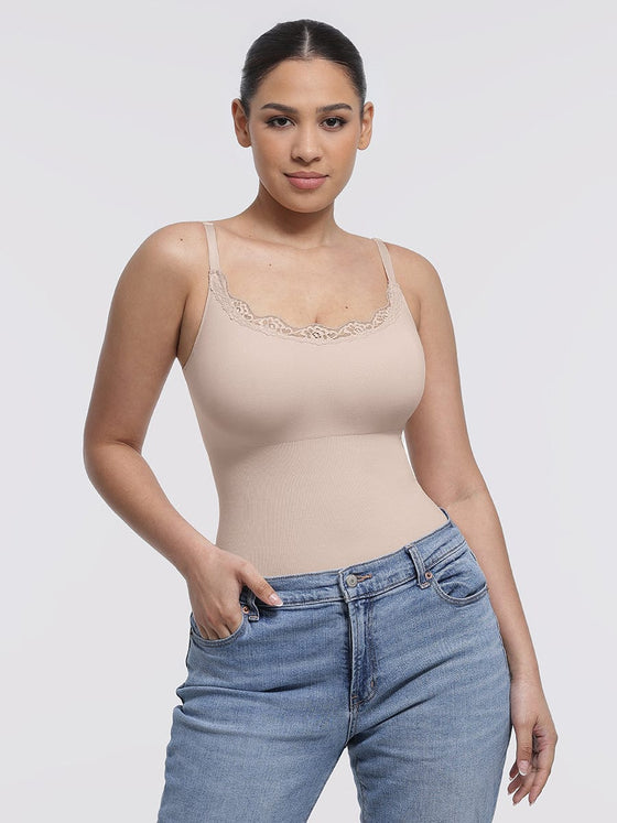 Wholesale Seamless lace Cami Waist Abdomen Shaping Thong Bodysuit