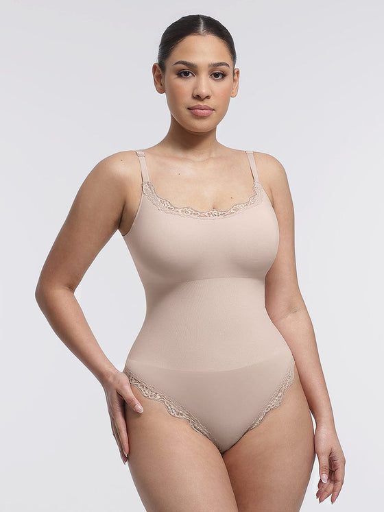 Wholesale Seamless lace Cami Waist Abdomen Shaping Thong Bodysuit