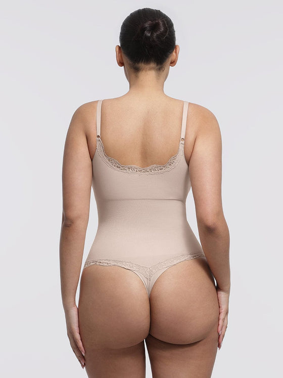 Wholesale Seamless lace Cami Waist Abdomen Shaping Thong Bodysuit