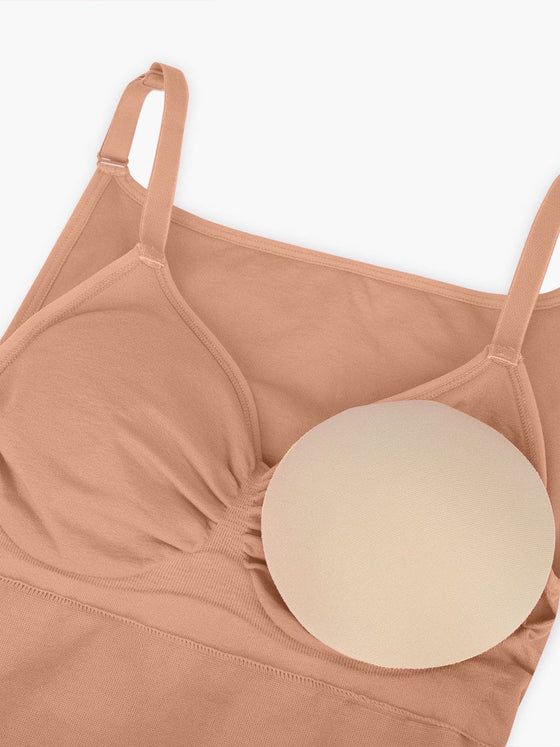 Wholesale Seamless Bra Free Cami Tummy Control Thong Bodysuit with Removable Pads