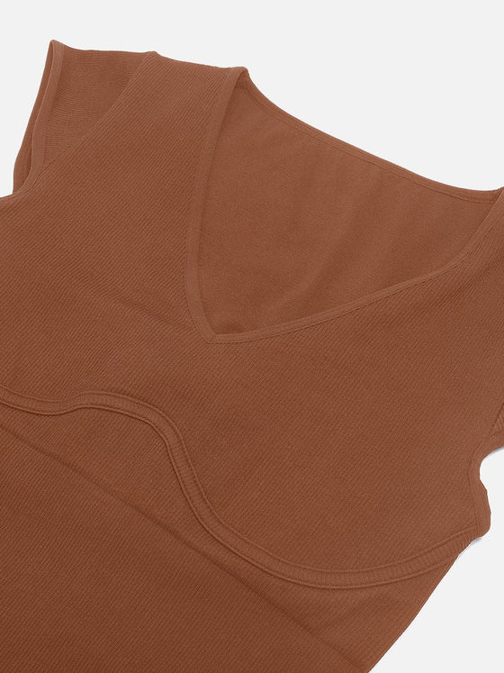 Wholesale Seamless Deep V Waist and Abdomen Shaping Thong Bodysuit