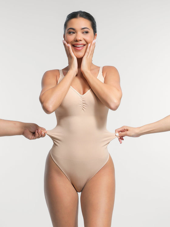Wholesale Seamless Built-in Bra Waist and Tummy Control Thong Bodysuit