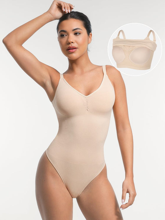 Wholesale Seamless Built-in Bra Waist and Tummy Control Thong Bodysuit