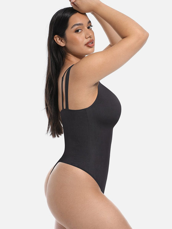 Wholesale Lace V-Neck T-Back Waist and Abdomen Shaping Thong Bodysuit