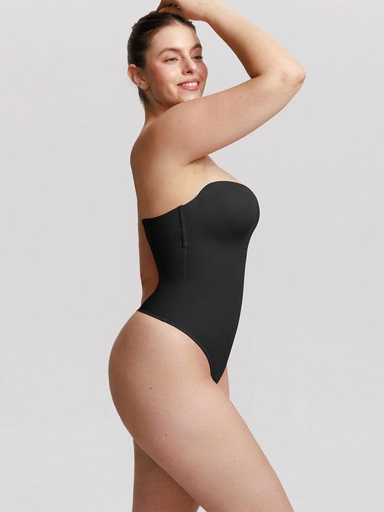 Wholesale One Piece Underwire Strapless Cups Waist And Abdomen Shaping Thong Bodysuit