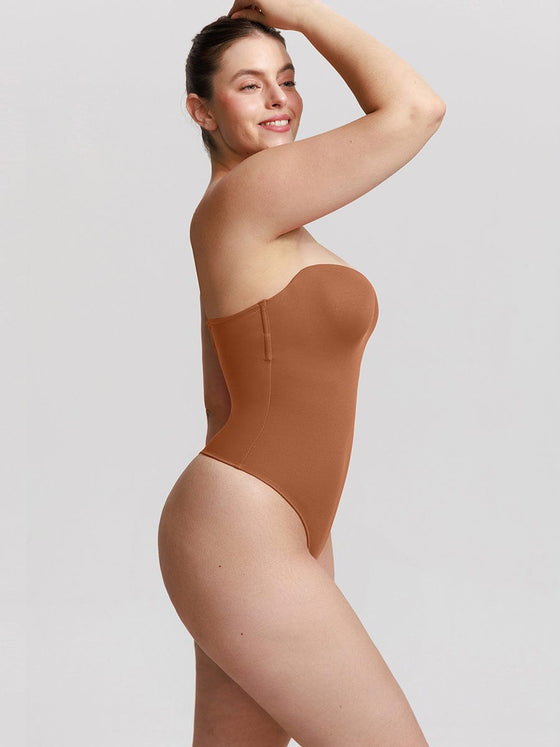 Wholesale One Piece Underwire Strapless Cups Waist And Abdomen Shaping Thong Bodysuit