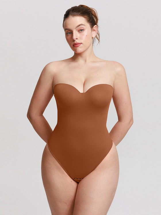 Wholesale One Piece Underwire Strapless Cups Waist And Abdomen Shaping Thong Bodysuit