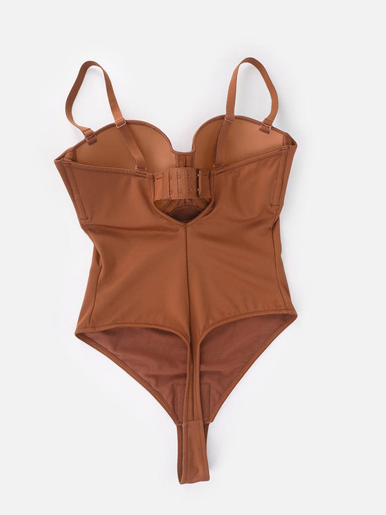 Wholesale One Piece Underwire Strapless Cups Waist And Abdomen Shaping Thong Bodysuit