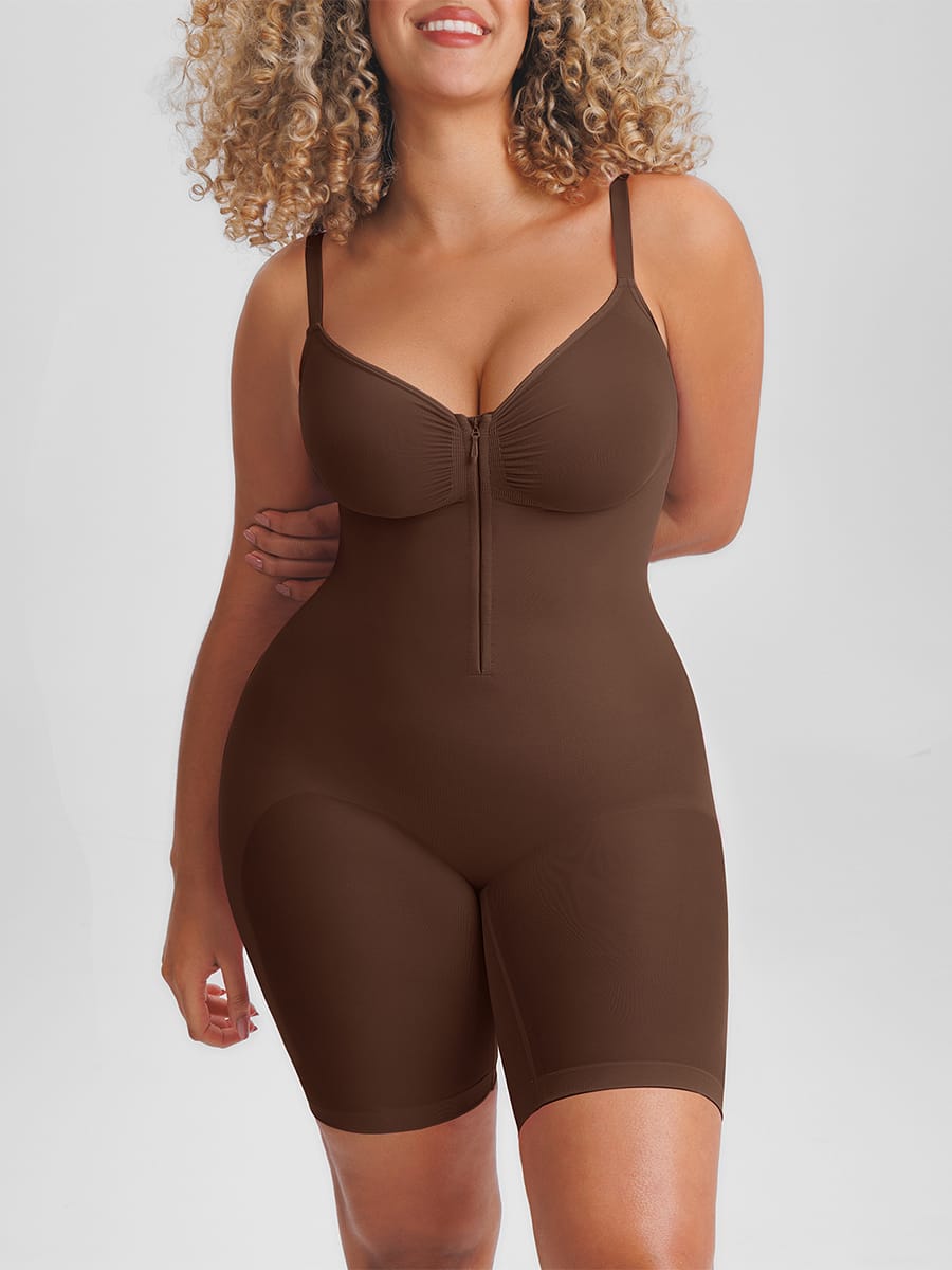Wholesale Invisible Zip Seamless Shapewear Bodysuit Tummy Control Butt Lifting Adjustable Straps