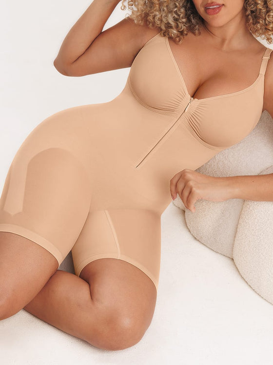 Wholesale Invisible Zip Seamless Shapewear Bodysuit Tummy Control Butt Lifting Adjustable Straps