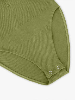 Wholesale Seamless Ribbed Zip Front Sleeveless Briefs Bodysuit