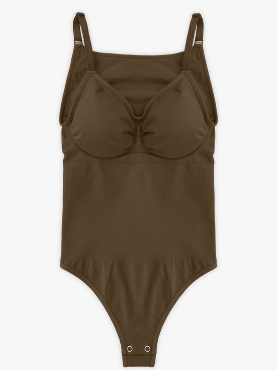 Wholesale Seamless Bra Free Cami Tummy Control Thong Bodysuit with Removable Pads
