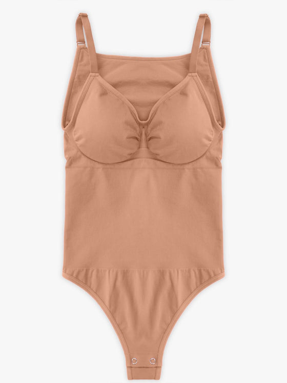 Wholesale Seamless Bra Free Cami Tummy Control Thong Bodysuit with Removable Pads