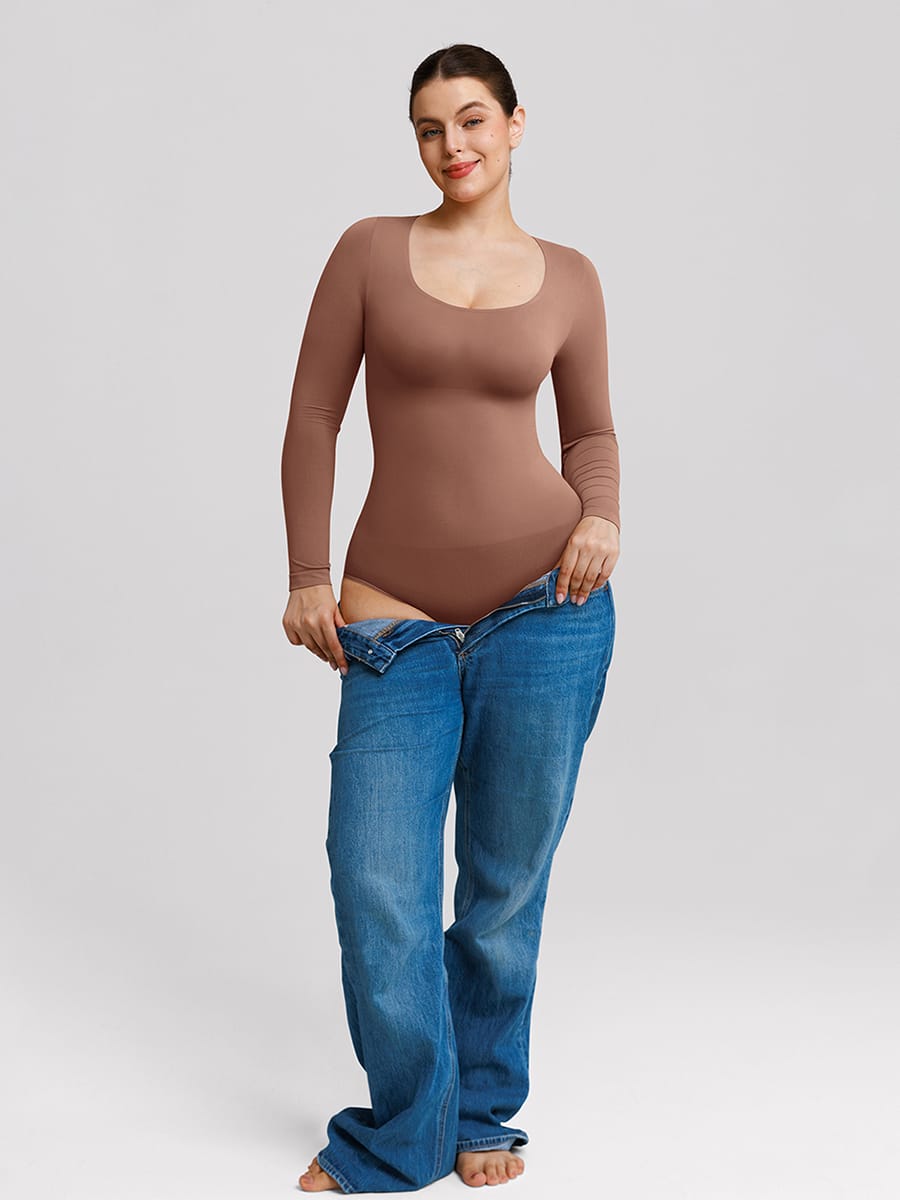 Wholesale Seamless Scoop Neck Tummy Control Shaping Briefs Bodysuit SPU