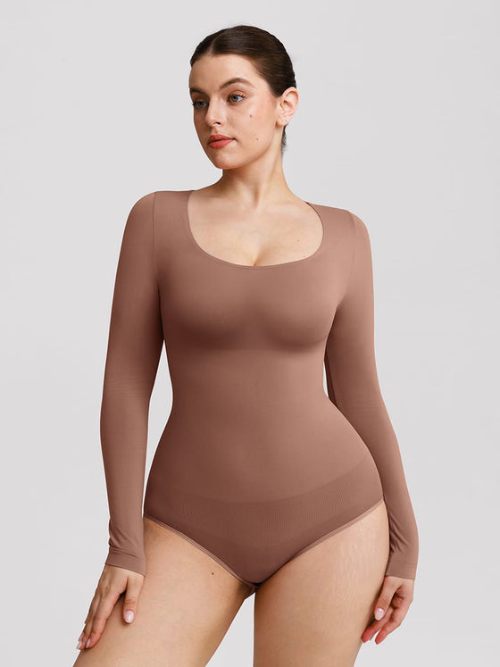 Wholesale Seamless Scoop Neck Tummy Control Shaping Briefs Bodysuit SPU