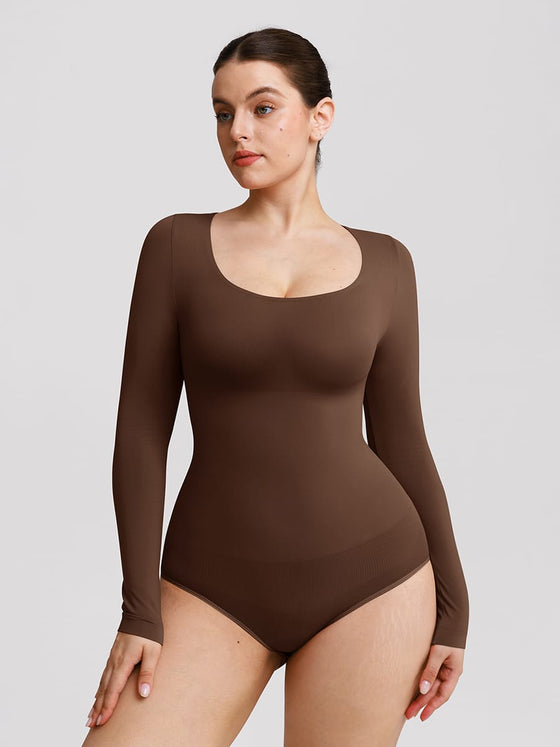 Wholesale Seamless Scoop Neck Tummy Control Shaping Briefs Bodysuit SPU