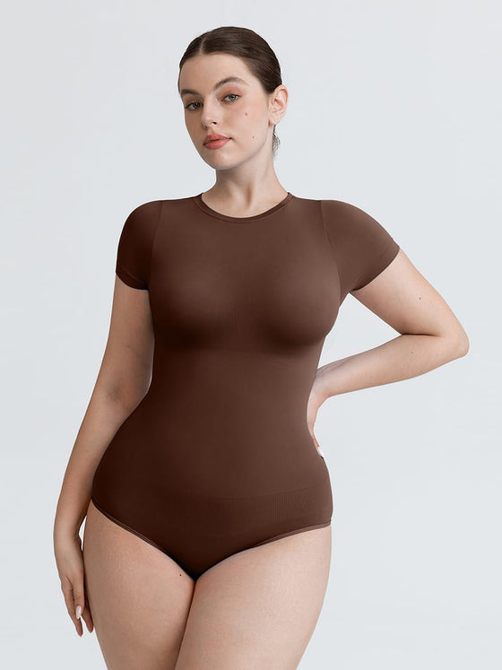 Wholesale Seamless Short Sleeve Waist and abdomen Shaping Hip briefs Bodysuit SPU