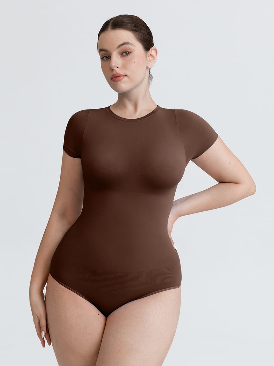 Wholesale Seamless Short Sleeve Waist and abdomen Shaping Hip briefs Bodysuit SPU