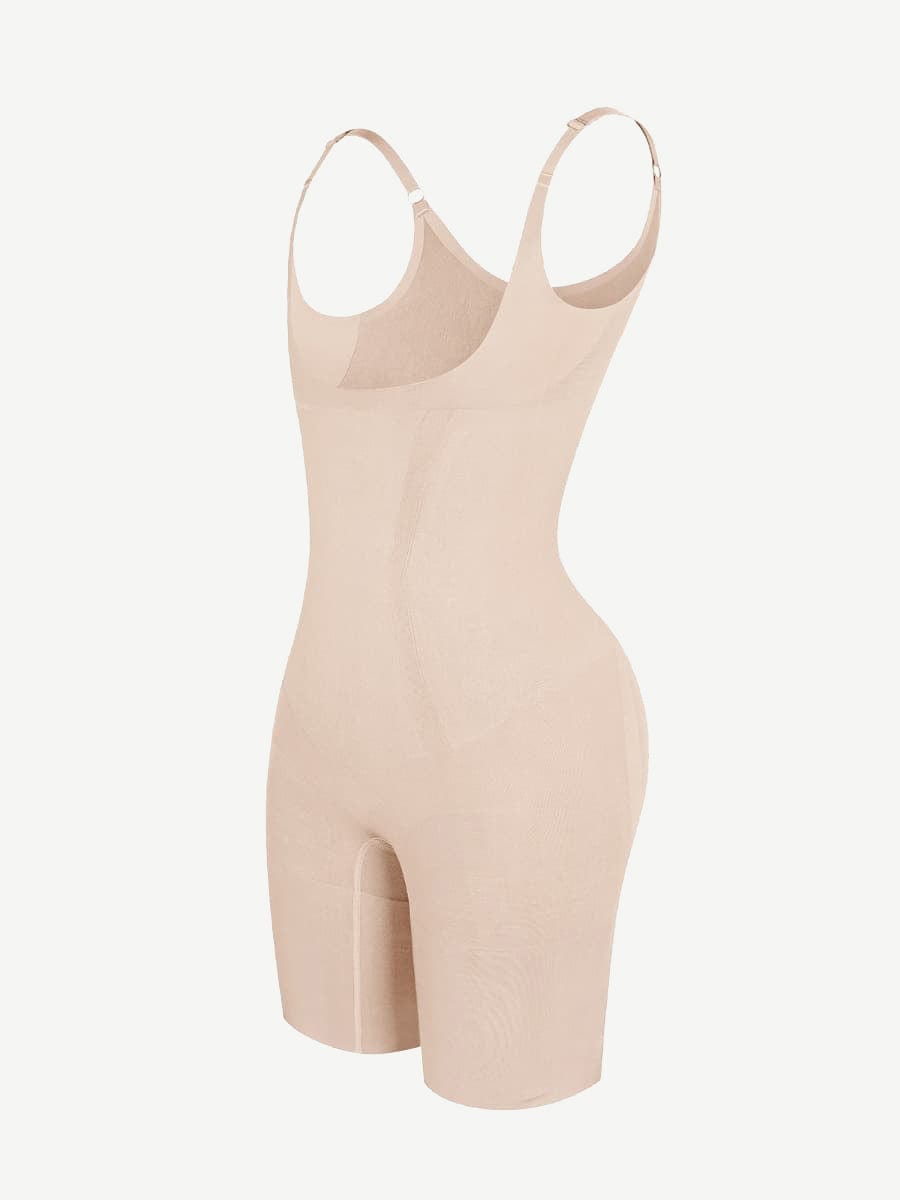 Wholesale Seamless Open-Bust Abdomen Flattening Mid-Thigh Bodysuit