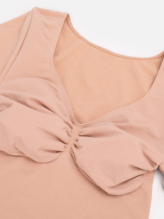 Wholesale Seamless Long Sleeve Chest Support Tummy Control Thong Bodysuit