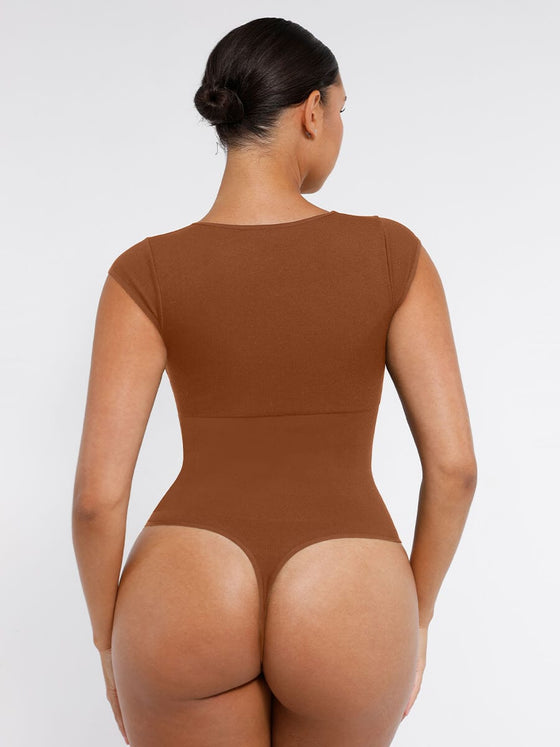 Wholesale Seamless Deep V Waist and Abdomen Shaping Thong Bodysuit