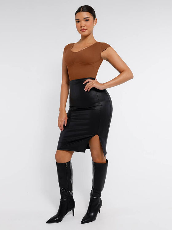 Wholesale Seamless Deep V Waist and Abdomen Shaping Thong Bodysuit