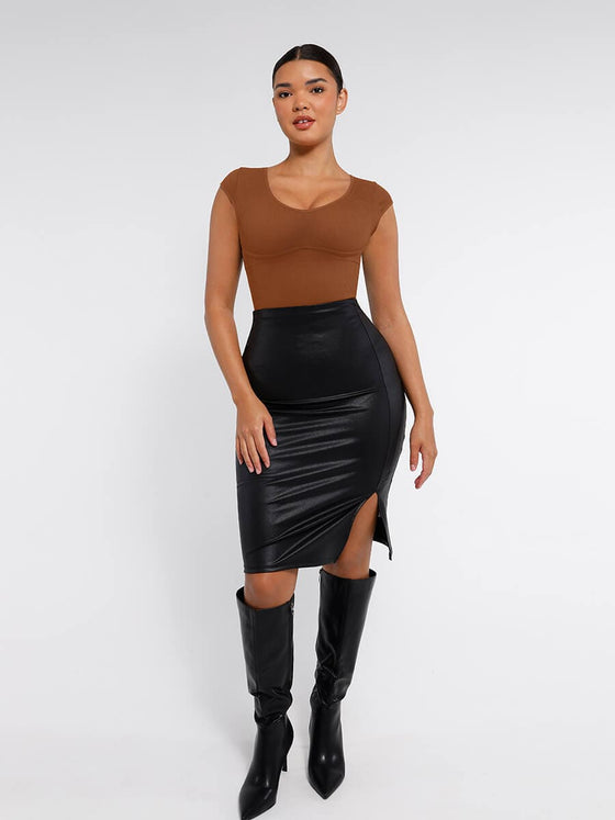 Wholesale Seamless Deep V Waist and Abdomen Shaping Thong Bodysuit