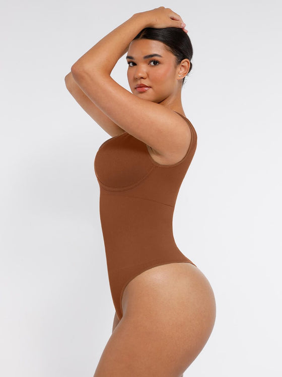 Wholesale Seamless Deep V Waist and Abdomen Shaping Thong Bodysuit