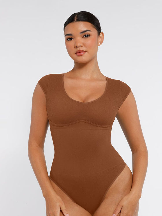 Wholesale Seamless Deep V Waist and Abdomen Shaping Thong Bodysuit
