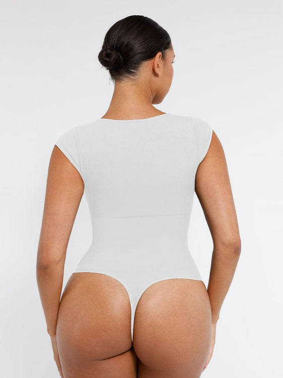 Wholesale Seamless Deep V Waist and Abdomen Shaping Thong Bodysuit