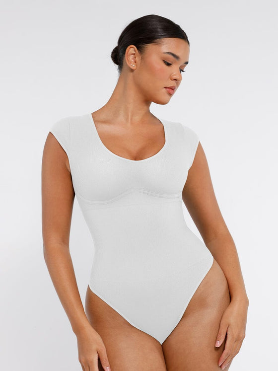 Wholesale Seamless Deep V Waist and Abdomen Shaping Thong Bodysuit