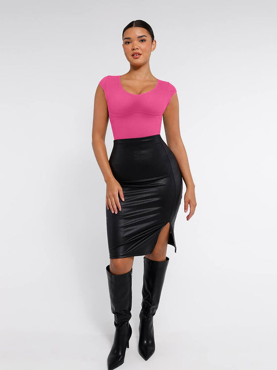 Wholesale Seamless Deep V Waist and Abdomen Shaping Thong Bodysuit