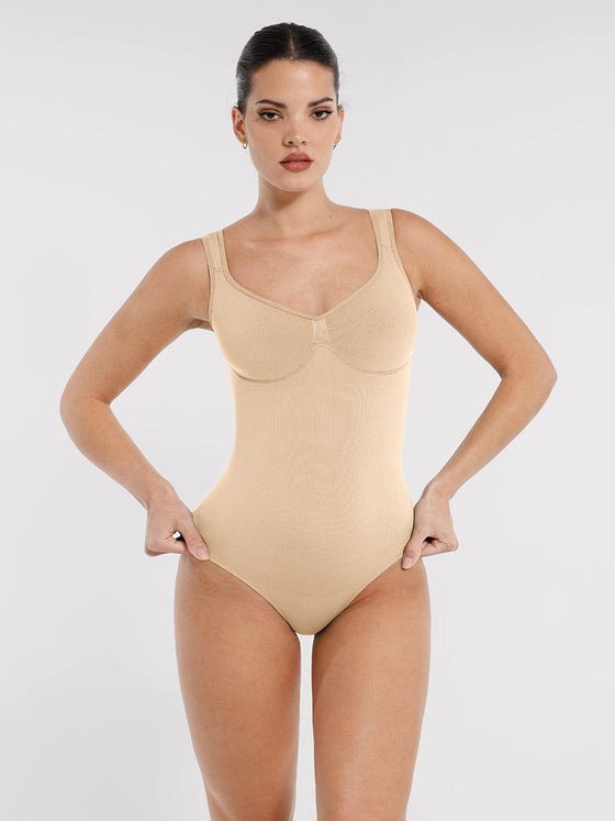 Wholesale Seamless Diamond Neck Bust Support Waist Control Panty Bodysuit