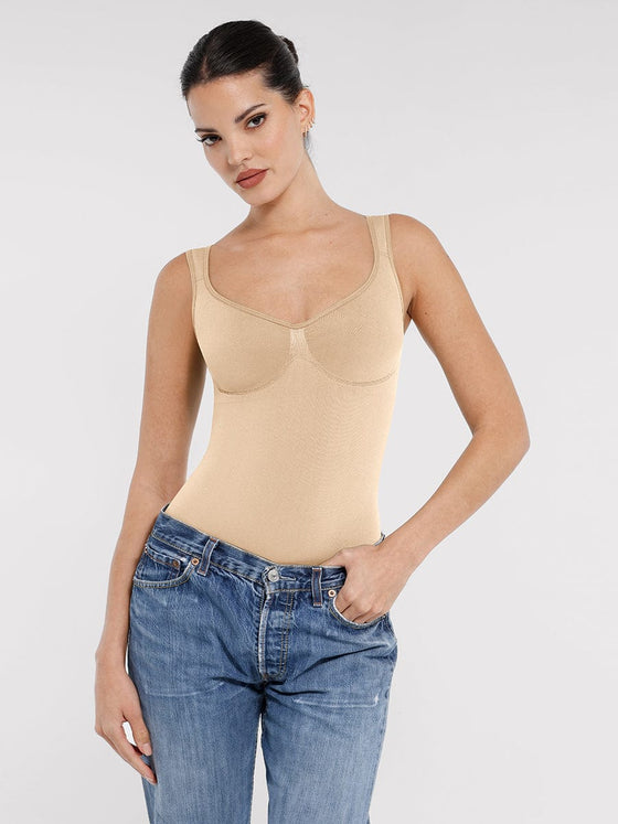 Wholesale Seamless Diamond Neck Bust Support Waist Control Panty Bodysuit