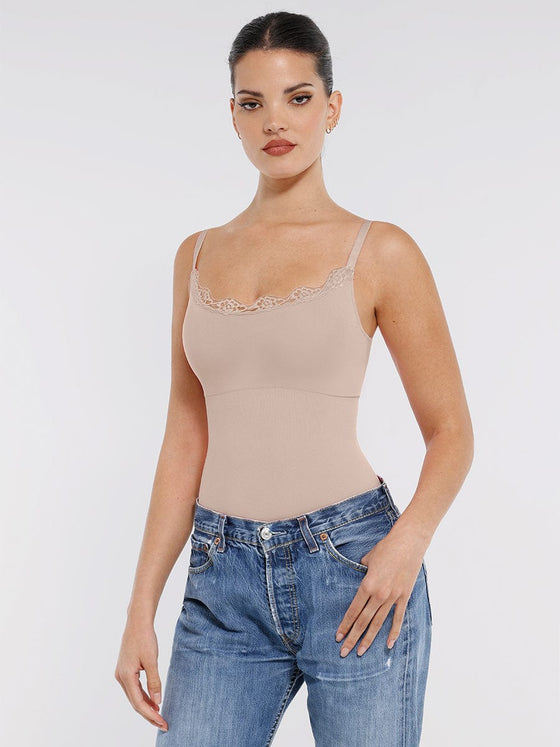 Wholesale Seamless lace Cami Waist Abdomen Shaping Thong Bodysuit