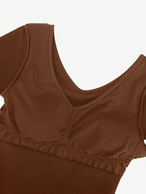 Wholesale 🌿 Eco-friendly Seamless V Neck Long Sleeve Waist Trimming Shaper Dress