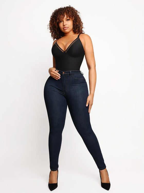 Wholesale Sexy Deep V-Neck Mesh Bodysuit