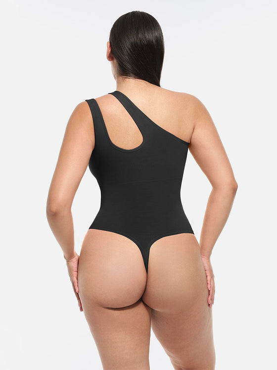 Wholesale One-shoulder Cut Out Waist and Abdomen Compression Shapewear Bodysuit