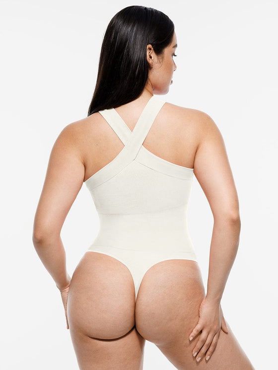 Wholesale Seamless Crossover Halter Thong Bodysuit