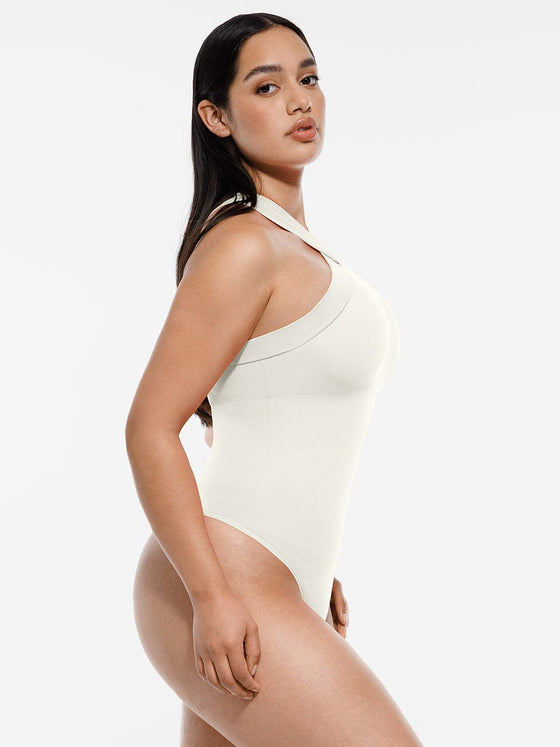 Wholesale Seamless Crossover Halter Thong Bodysuit