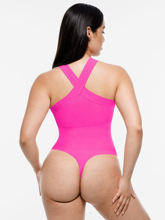 Wholesale Seamless Crossover Halter Thong Bodysuit