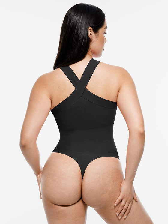 Wholesale Seamless Crossover Halter Thong Bodysuit