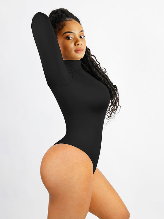 Wholesale 🌿Seamless Eco-friendly Turtle Neck Long Sleeve Thong Bodysuit